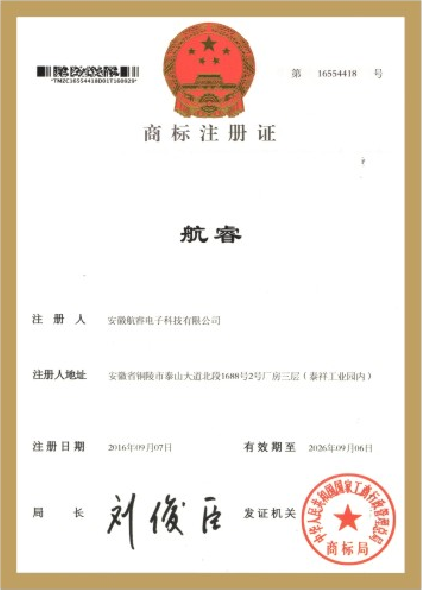 Trademark registration certificate